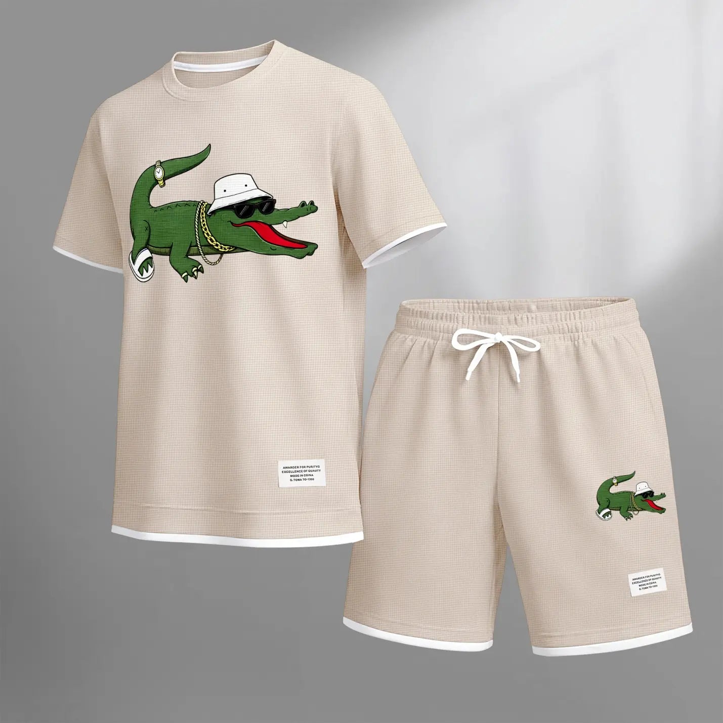Men's Summer Matching Set with Fun Print and Lightweight Fabric