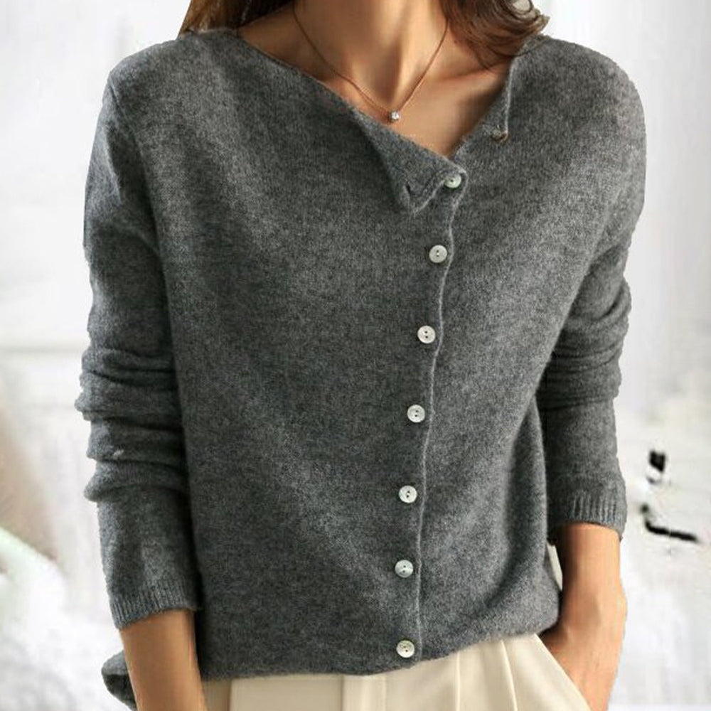 Silvia | Cardigan with Asymmetrical Buttoned Collar