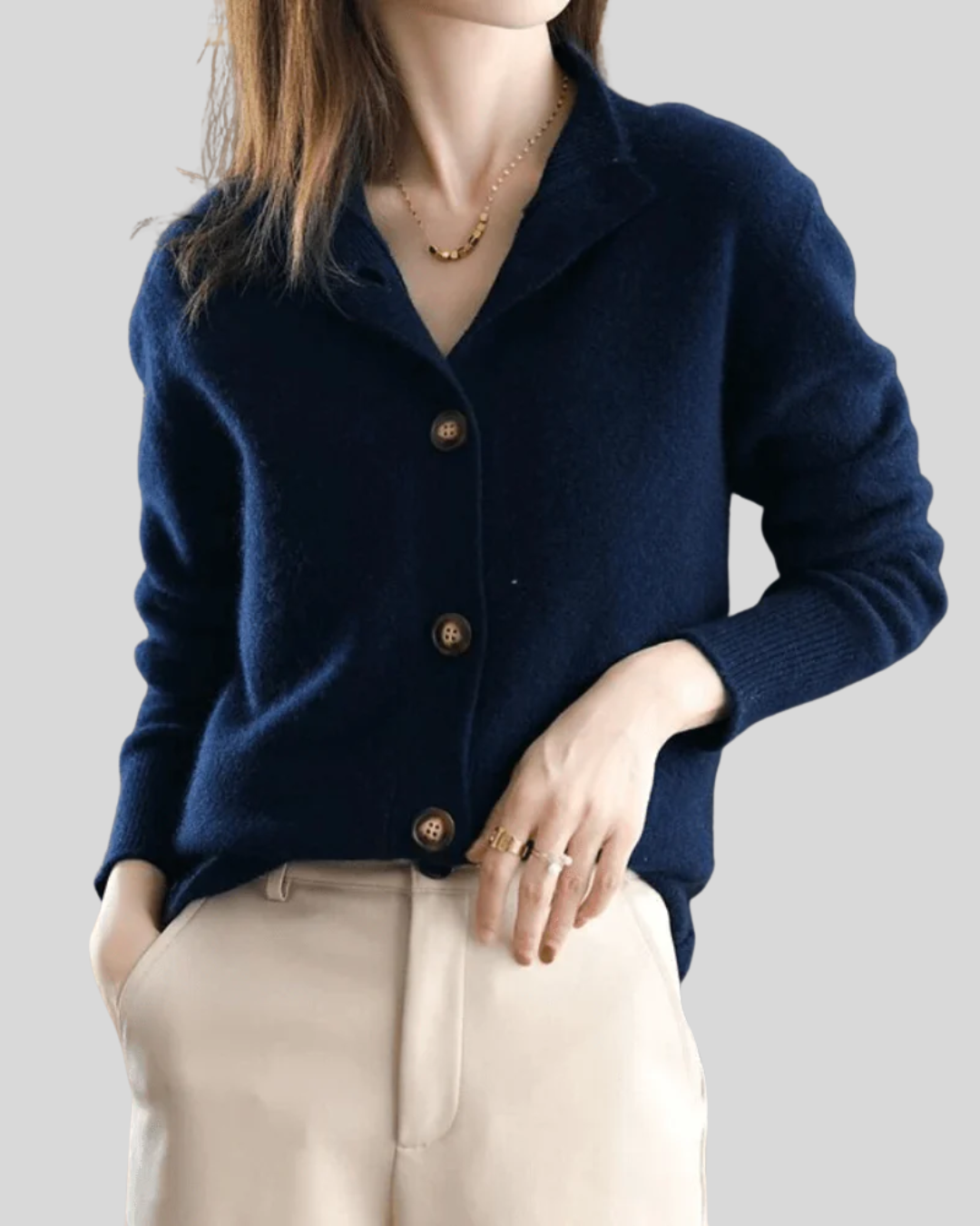 Camille | Buttoned Cardigan with Round Neck