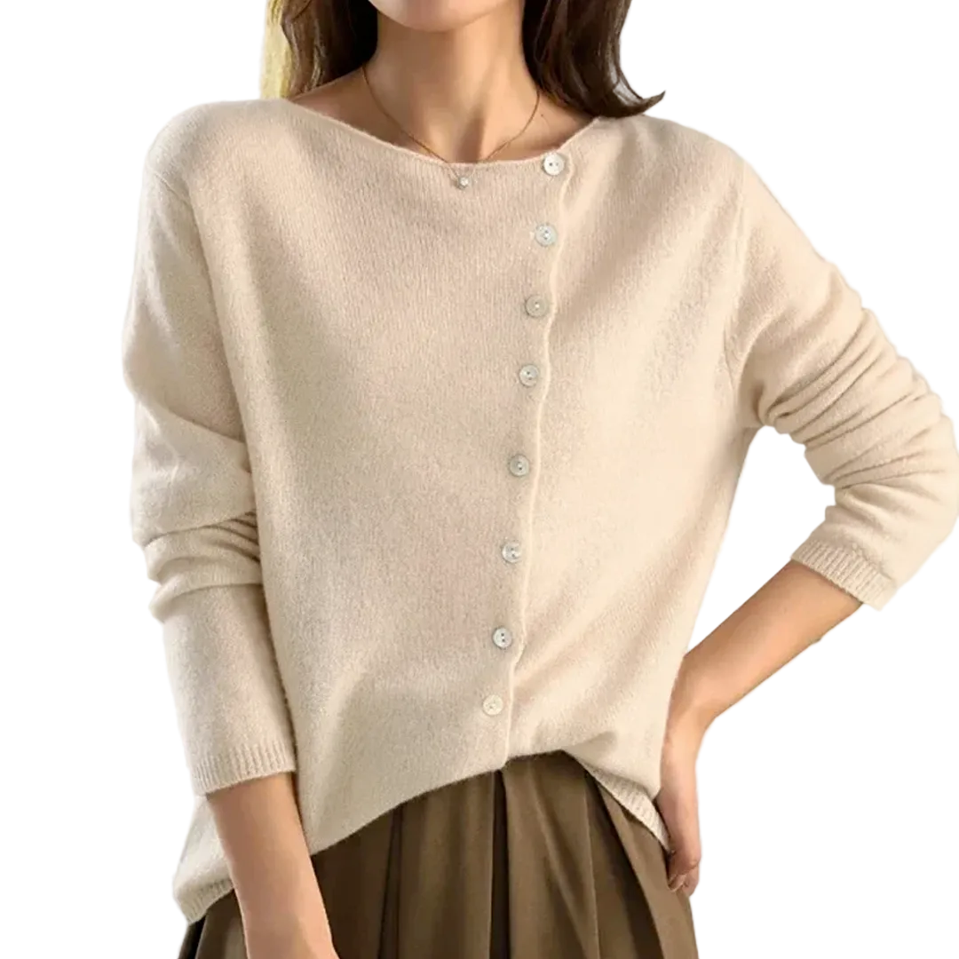 Silvia | Cardigan with Asymmetrical Buttoned Collar