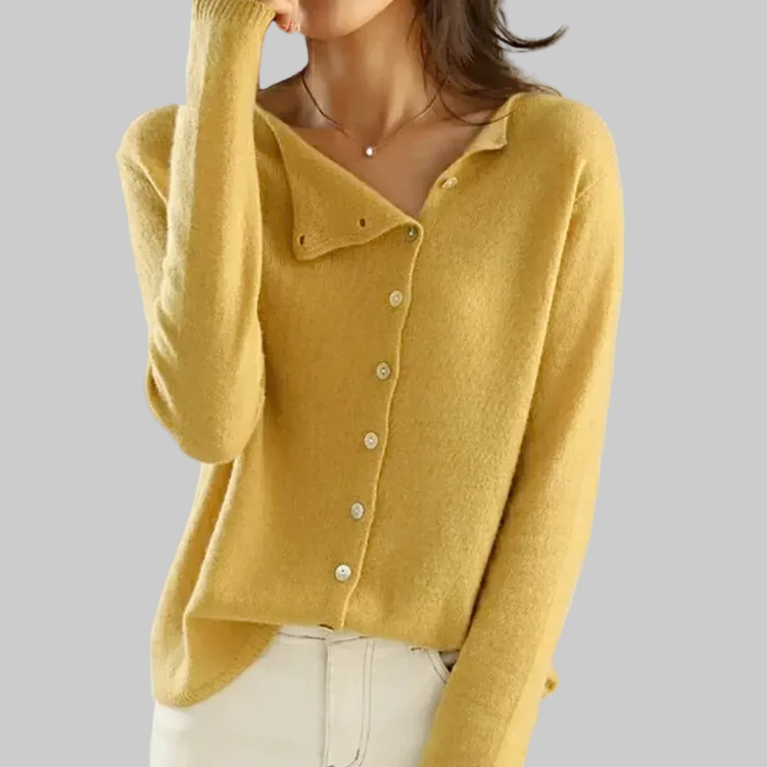 Silvia | Cardigan with Asymmetrical Buttoned Collar